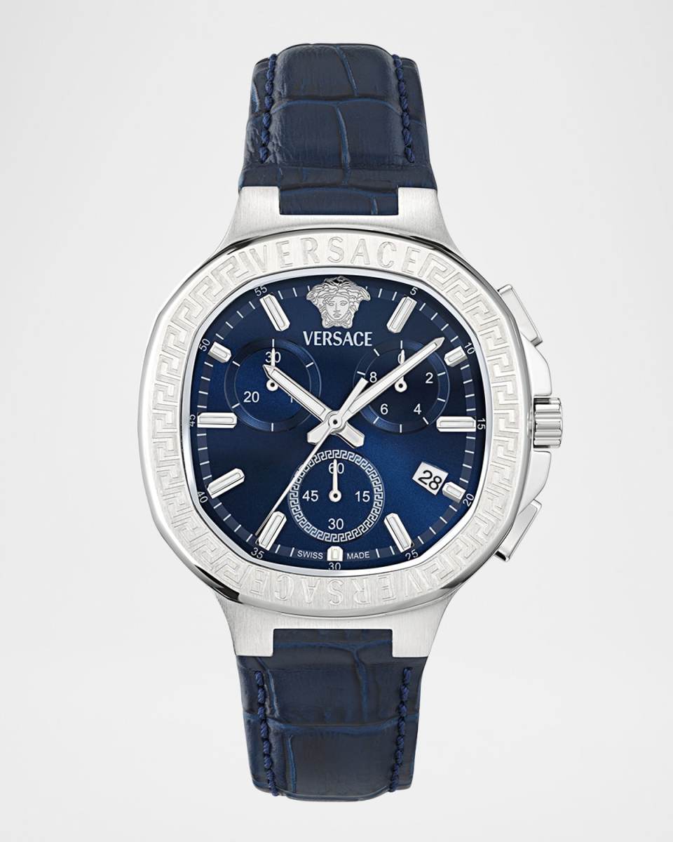 V-Chrono Square 40mm Stainless Steel Leather Watch